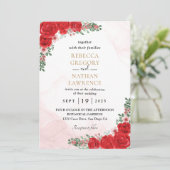 赤結婚式招待状 招待状 (スタンド正面)
