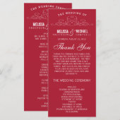 赤結婚式 プログラム | ヴィンテージ優雅 (正面/裏面)
