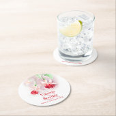 赤結婚明るい赤紫色ウォーターカラー紙コースター ラウンドペーパーコースター (インサイチュ)