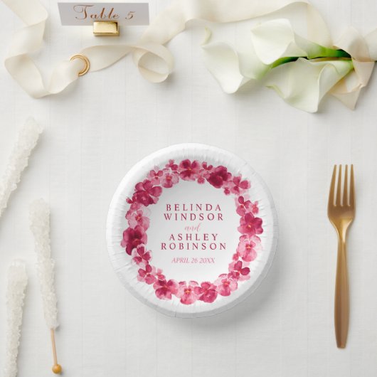 赤結婚桃色パンジーリースカスタム ペーパーボウル (ウェディング)