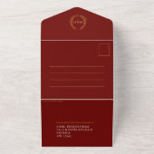 赤結婚白金ゴールド楕円モノグラ葉ム写真 オールインワン招待状 (外側)