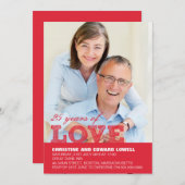 赤結婚25周年記念招待状 招待状 (正面/裏面)