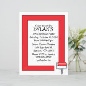 赤絵を描テーマ誕生日パーティチラシ招待状 (スタンド正面)