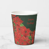 赤絵を描ポインセチアの季節のご挨拶 紙コップ (正面)