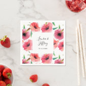 赤絵を描ポピーズフローラ結婚ズ スタンダードカクテルナプキン (インサイチュ)