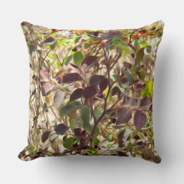 赤絵を描緑の葉 クッション