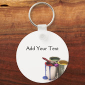 赤絵を描緑の黄色の缶 キーホルダー (正面)