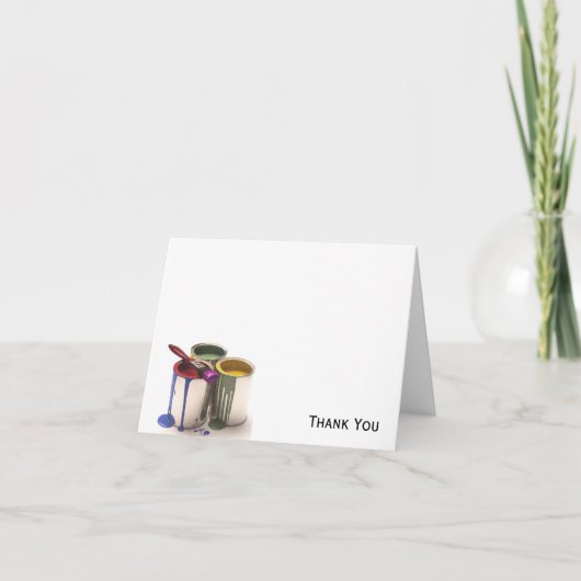 赤絵を描緑黄色の缶 サンキューカード (正面)