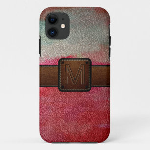 赤絵を描革ルックブラウンラベル iPhone 11 ケース