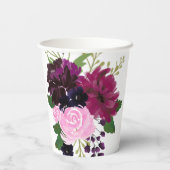 赤絵を描、ピンク、深い紫の手プリント 紙コップ (裏面)