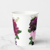 赤絵を描、ピンク、深い紫の手プリント 紙コップ (左)