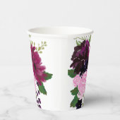 赤絵を描、ピンク、深い紫の手プリント 紙コップ (右)
