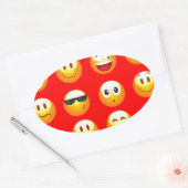 赤絵文字 楕円形シール (封筒)