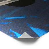 赤絵画ヴィンテージ車の抽象芸術ブルーブラック ポスター (角)