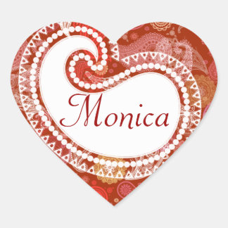 赤緋色ペイズリー ハートシール