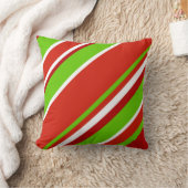 赤緑と白の対角線のストライプ クッション (ブランケット)