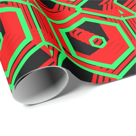 赤緑と黒幾何学模様4ジャスティン ラッピングペーパー (ロールコーナー)