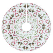 赤緑のクラシッククリスマスパターン ブラッシュドポリエステルツリースカート (正面)