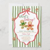 赤緑のクリスマスギンガークッキー性別発表 招待状 (正面)