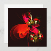 赤緑のフローラモダン抽象芸術アートパターン#02 (正面/裏面)