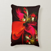 赤緑のフローラモダン抽象芸術アートパターン#02 アクセントクッション (裏面(縦))