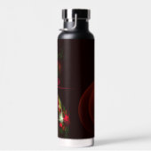 赤緑のフローラモダン抽象芸術アートパターン#02 ウォーターボトル (右面)