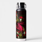 赤緑のフローラモダン抽象芸術アートパターン#02 ウォーターボトル (背面)