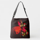 赤緑のフローラモダン抽象芸術アートパターン#02 クロスボディバッグ (裏面)