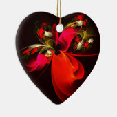 赤緑のフローラモダン抽象芸術アートパターン#02 セラミックオーナメント (右)