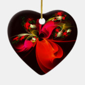 赤緑のフローラモダン抽象芸術アートパターン#02 セラミックオーナメント (裏面)