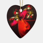 赤緑のフローラモダン抽象芸術アートパターン#02 セラミックオーナメント (左)