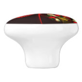 赤緑のフローラモダン抽象芸術アートパターン#02 セラミックノブ (側面)