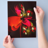 赤緑のフローラモダン抽象芸術アートパターン#02 チラシ (手)