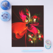 赤緑のフローラモダン抽象芸術アートパターン#02 チラシ (シングル)