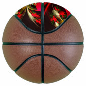 赤緑のフローラモダン抽象芸術アートパターン#02 バスケットボール (右)