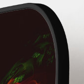 赤緑のフローラモダン抽象芸術アートパターン#02 ピックルボールラケット (左詳細)