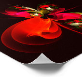 赤緑のフローラモダン抽象芸術アートパターン#02 ポスター (角)