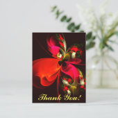 赤緑のフローラモダン抽象芸術アートパターン#02 ポストカード (スタンド正面)