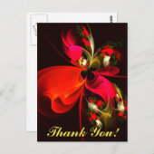 赤緑のフローラモダン抽象芸術アートパターン#02 ポストカード (正面/裏面)