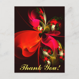 赤緑のフローラモダン抽象芸術アートパターン#02 ポストカード