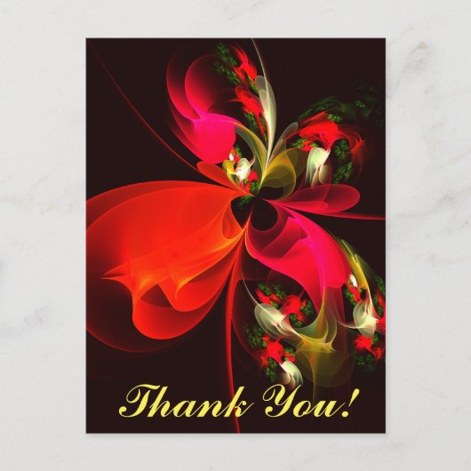 赤緑のフローラモダン抽象芸術アートパターン#02 ポストカード (正面)