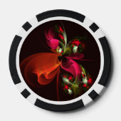 赤緑のフローラモダン抽象芸術アートパターン#02 ポーカーチップ (裏面)