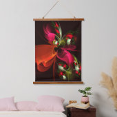 赤緑のフローラモダン抽象芸術アートパターン#02 吊り下げ型タペストリー (寝室)