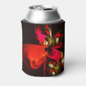 赤緑のフローラモダン抽象芸術アートパターン#02 缶クーラー (缶裏面)