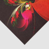 赤緑のフローラモダン抽象芸術アートパターン#02 薄葉紙 (詳細)