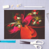 赤緑のフローラモダン抽象芸術アートパターン#02 薄葉紙 (クラフト)