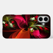 赤緑のフローラモダン抽象芸術アートパターン#02 Case-Mate iPhoneケース (裏面 (横))