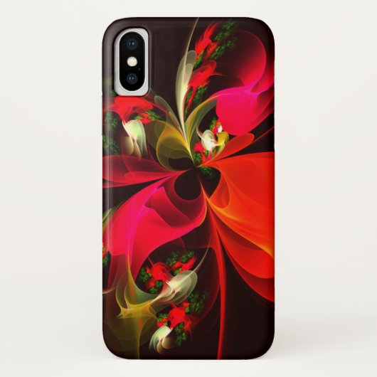 赤緑のフローラモダン抽象芸術アートパターン#02 Case-Mate iPhoneケース (裏面)