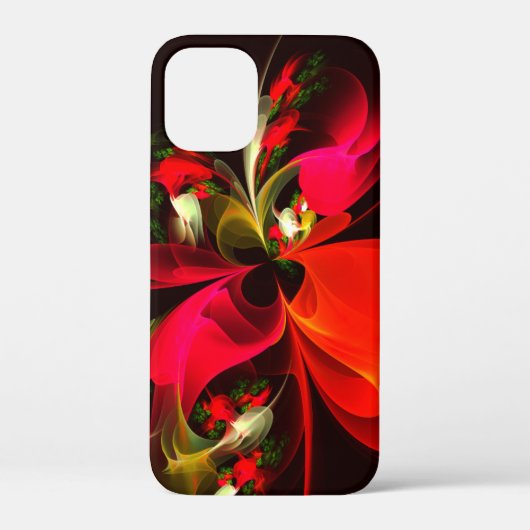 赤緑のフローラモダン抽象芸術アートパターン#02 Case-Mate iPhoneケース (裏面)