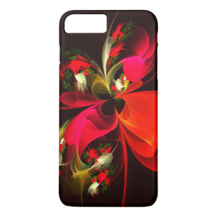 赤緑のフローラモダン抽象芸術アートパターン#02 iPhone 8 PLUS/7 PLUSケース